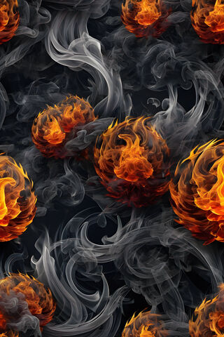 Fiery Orbs in a Smoky Dance 🔥💨
