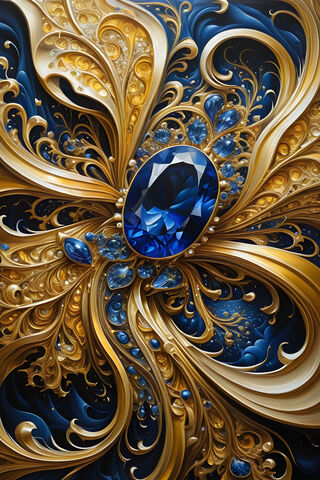 Filigree Gold and Saphire Fractals Beauty