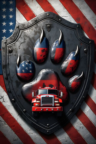 Fire Dog Fire Truck U S Flag Shield
