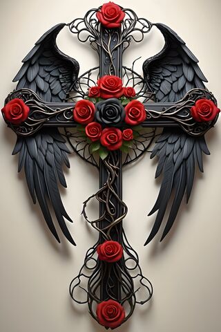 Elegant Gothic Cross with Roses 🌹🖤