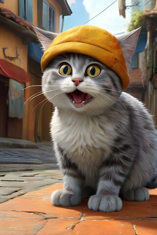 Cheerful Cat in a Yellow Hat 🐱🎩