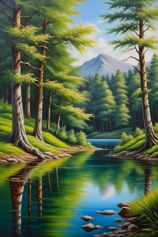 Tranquil Mountain Reflection 🌲🏞️