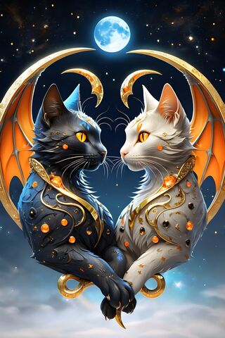 Fantasy Orange Anime Cats