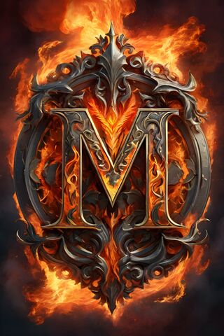 Fiery M With Designs