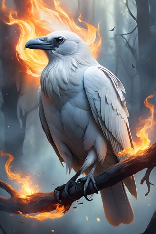 Flaming Raven (White)