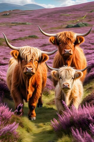Fluffy Cows In A Field Of Flowers