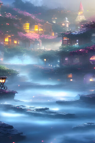 Enchanted Evening in a Mystical Village 🌌🏡