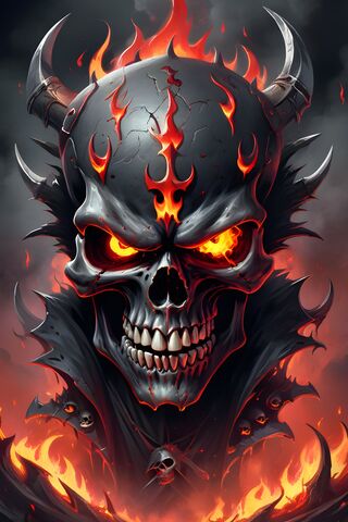 Flaming Goth Skull