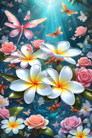 Frangipani and Roses