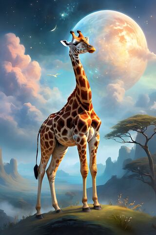 Majestic Giraffe Under a Cosmic Sky 🌌🦒