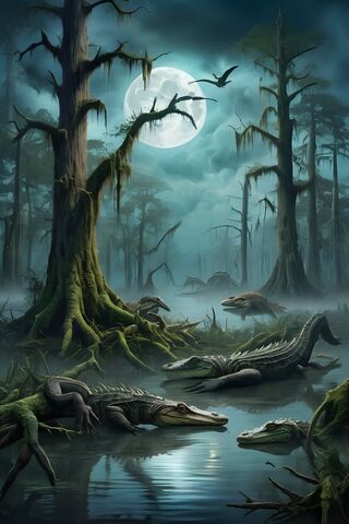 Mystical Swamp at Moonlight 🌕🐊