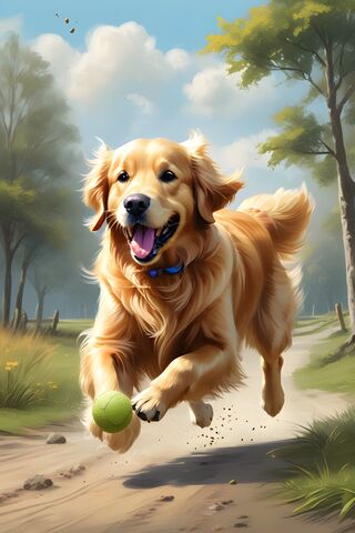 Golden Retriever Chasin..