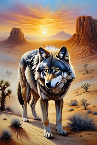 Majestic Desert Wolf at..