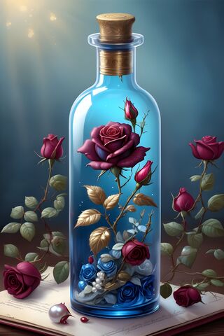 Glass Bottle With Roses Inside It