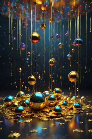 Gold Orbs Dripping