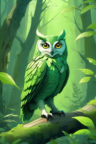 Enchanted Green Owl 🌿🦉