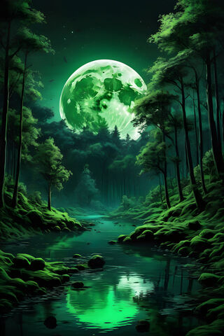 Green Moonlight Night