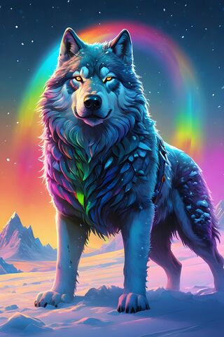 Majestic Rainbow Wolf 🌈🐺