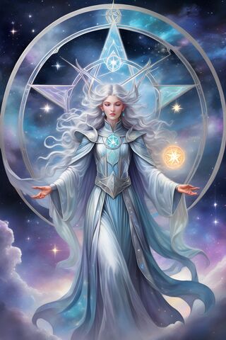 Goddess, Pentacle, White, Translucent,