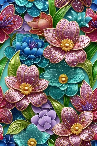 Glittery Spring Flowers