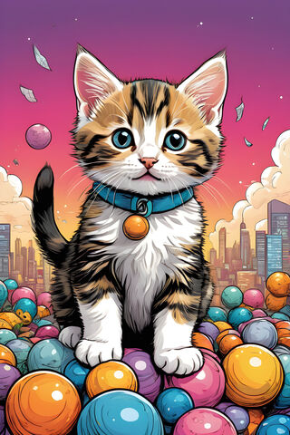 Playful Kitty in a Colo..