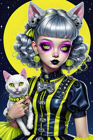 Gothic Girl and Cat