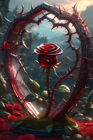 Glass Red Rose