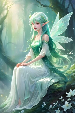 Green Fairy In Forest