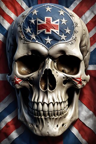 Human Skull Rebel Flag