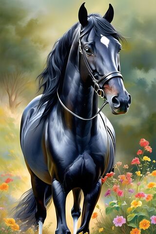Majestic Black Stallion..
