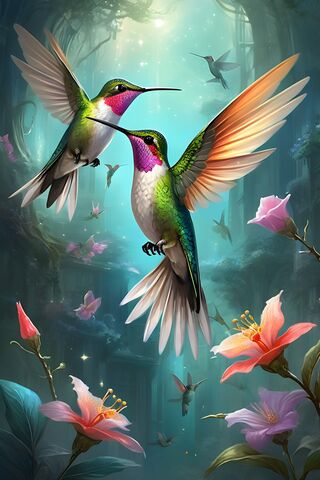 Enchanted Hummingbirds 🌺✨