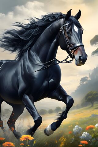 Majestic Black Stallion