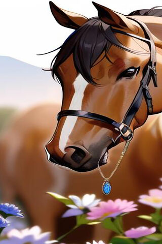 Majestic Moments: A Horse's Serenity in Nature' 🐴🌼