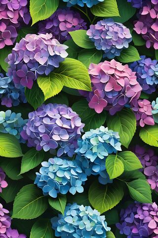 Vibrant Hydrangea Blooms 🌸🌿