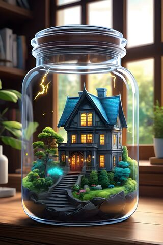 House and Lighting In A Jar