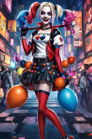 Harley Quinn's Colorful Chaos 🎈🎉
