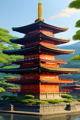 Serene Pagoda in Nature 🌳🏯