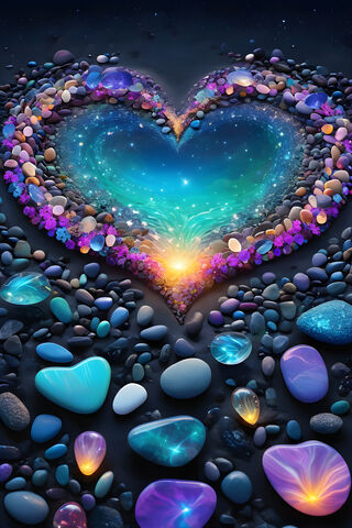 Heart-Shaped Pebble Scene