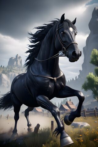 Majestic Black Stallion in Motion 🐎✨