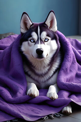 Huskey In Blanket