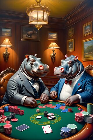 Hippopotamus Playing Poker