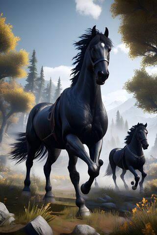 Majestic Black Stallions in Motion 🐎✨