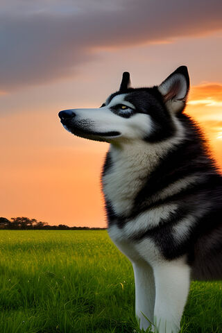 Majestic Siberian Husky at Sunset 🌅🐾