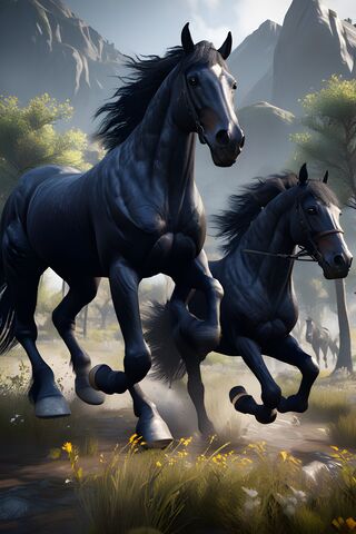 Majestic Black Stallions in Motion 🐎✨