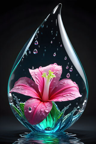 Hawaiian Flower In A Rain Drop