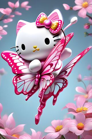 s*e様 ハローキティ　バタフライ　紫 ハローキティのバタフライダンス 🦋 ✨壁紙 - PHONEKYから携帯