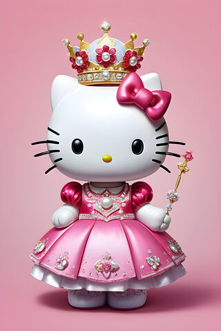 Hello Kitty Pageant Princess, Pink Dress, Gold Crown and Scepter