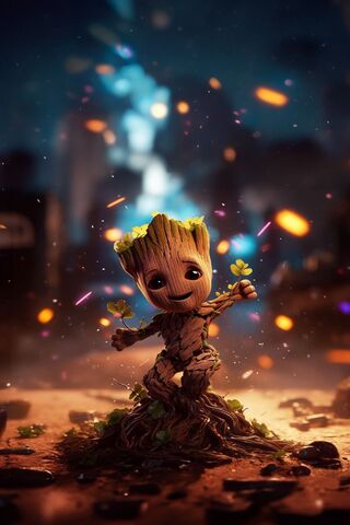 Baby Groot's Joyful Dance 🌱✨