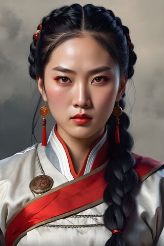 Inner Fighter: Asian Woman In Traditional Garment