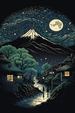 Enchanted Night by Mount Fuji 🌌🏔️